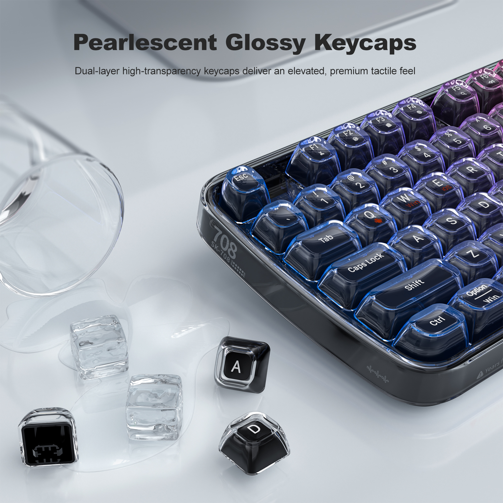SK-708 Crystal Arc Wireless Keyboard | Premium RGB Design - Image 5