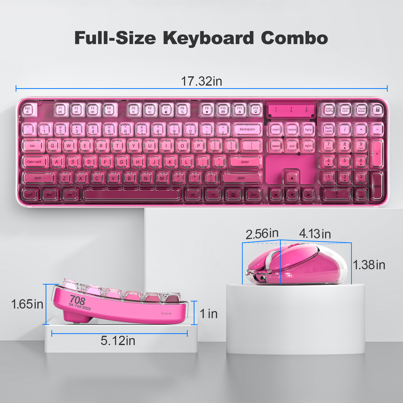Pink Crystal Wireless Keyboard & Mouse Set | Cute Desk Decor - Image 7