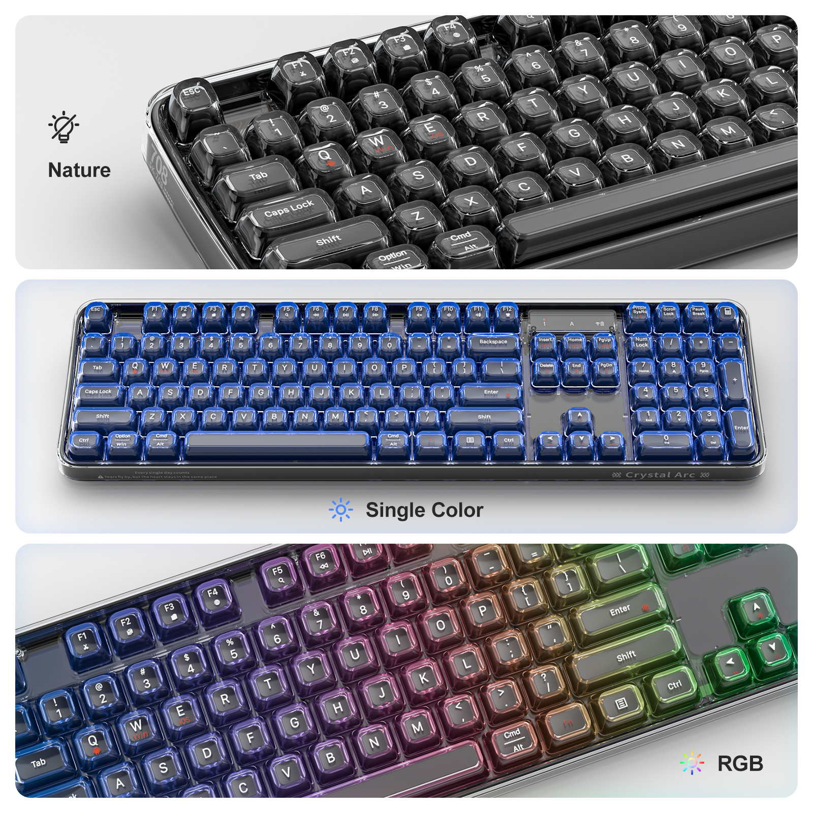 SK-708 Crystal Arc Wireless Keyboard | Premium RGB Design - Image 8