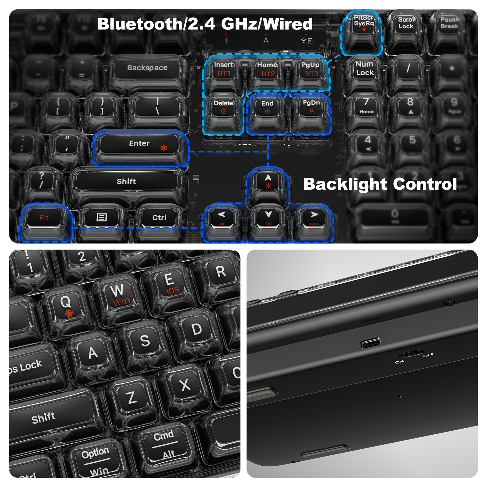 SK-708 Crystal Arc Wireless Keyboard | Premium RGB Design - Image 9