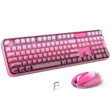 Pink Crystal Wireless Keyboard & Mouse Set | Cute Desk Decor