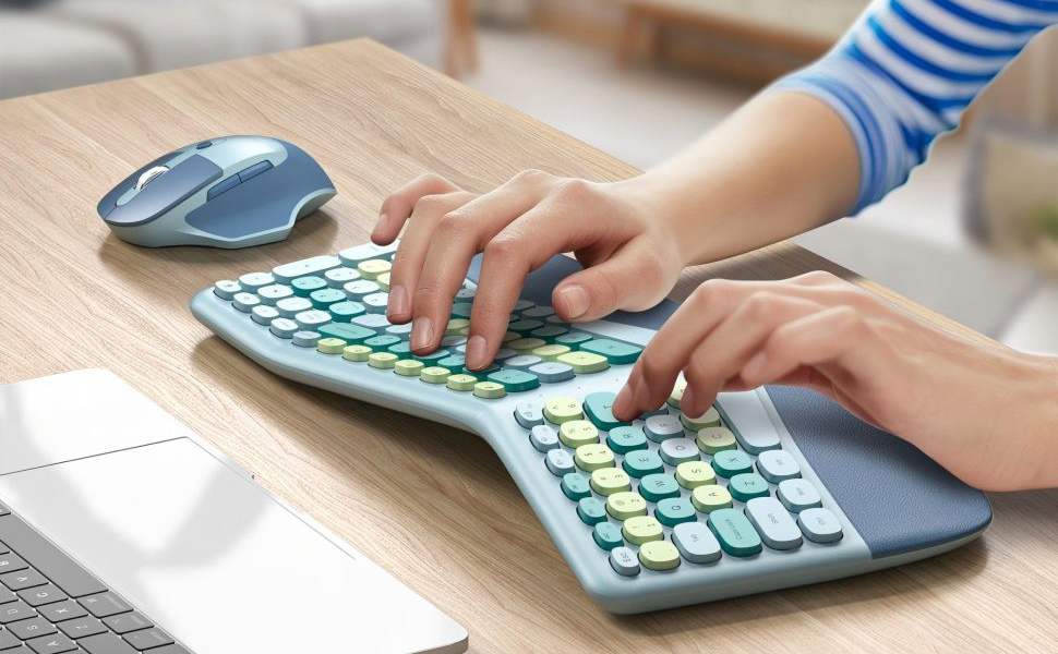 ergonomic wireless keyboard and mouse combo